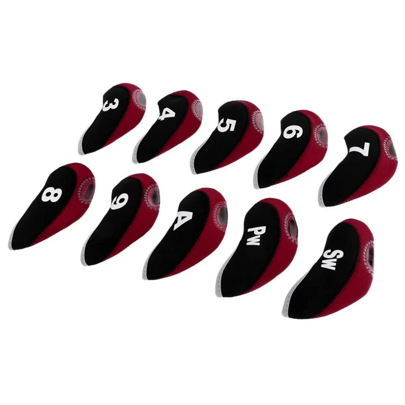 

New 10Pcs/Pack Golf Club Head Wedge Neoprene Iron Cover Golf Head Covers Protective Set Dirtproof Durable
