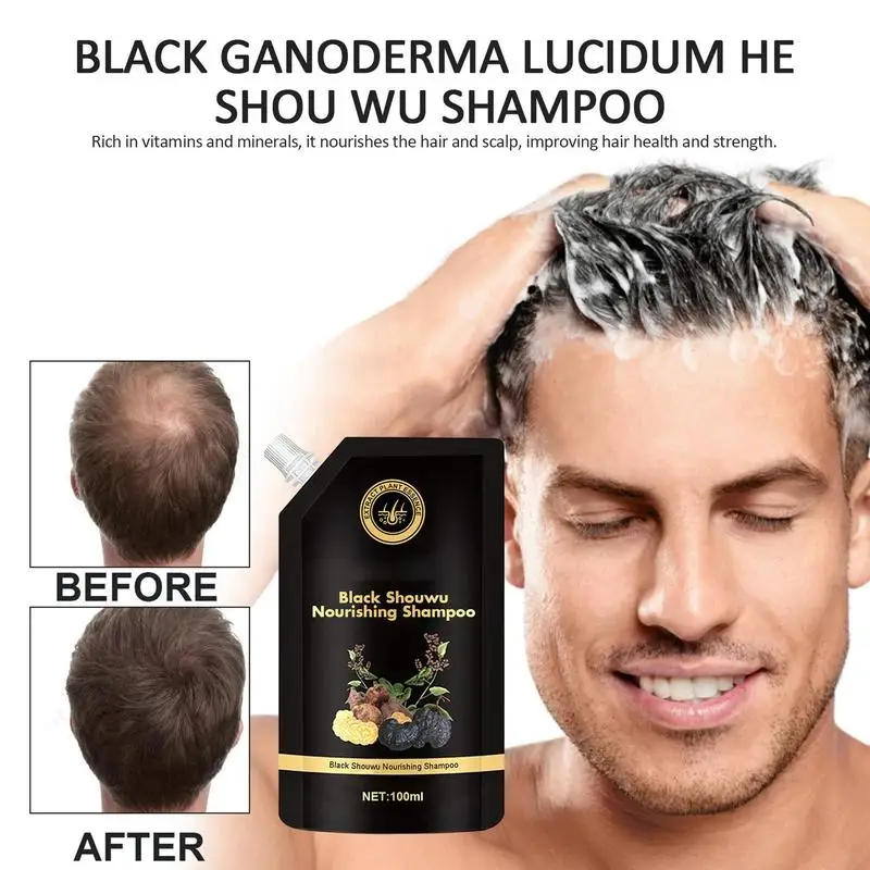 

Шампунь для черных волос натуральная мягкая черная краска 100 мл травяная эссенция для волос Ganoderma способствует росту крем для защиты от белых серых волос