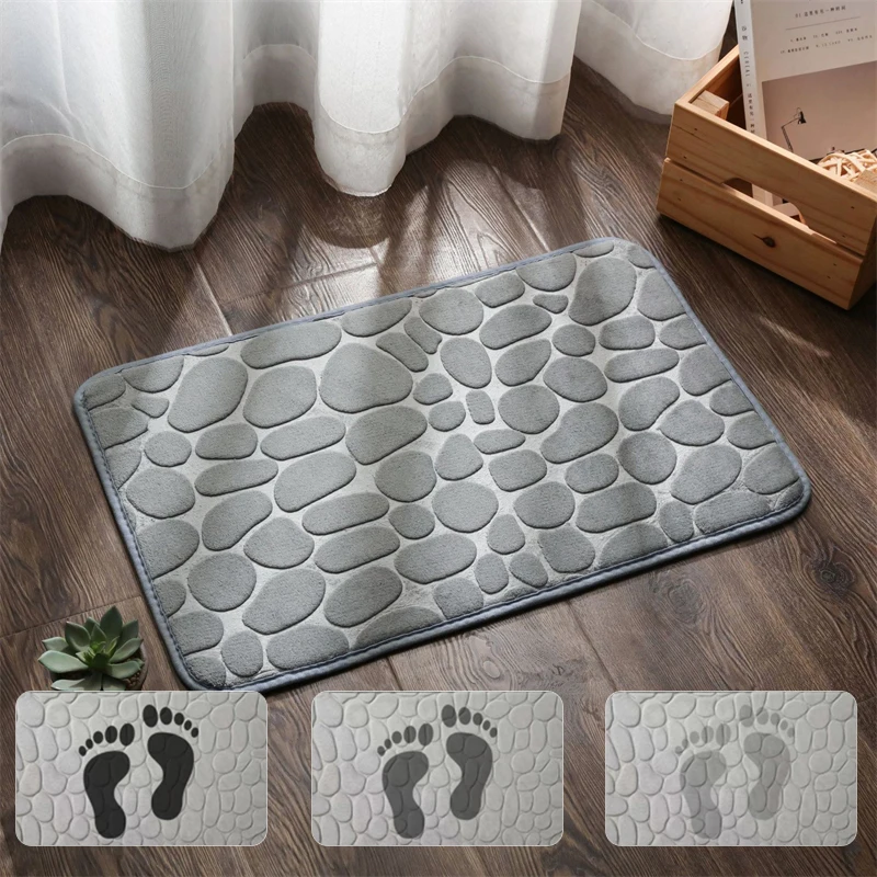 

Bathroom Carpets Coral Velvet Cobblestone Embossed Non Slip Floor Mats Home Decor Kitchen Shower Rugs Absorbent Entrance Doormat