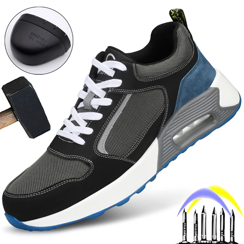 

High Quality Work Safety Shoes Men Air Cushion Work Sneakers Anti-smash Anti-stab Indestructible Shoes Steel Toe Men Work Shoes