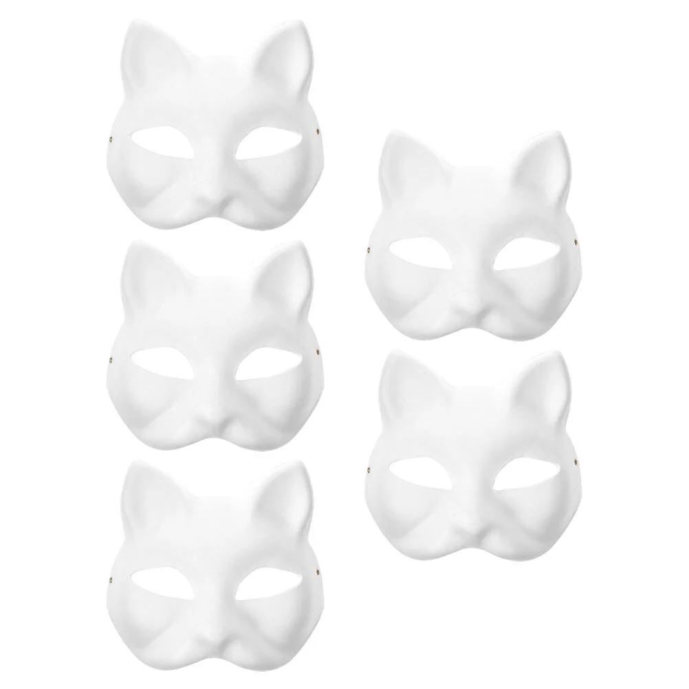 

Cat Face Mask White Halloween Blank Kids Paper Masks Crafts DIY Masquerade Women