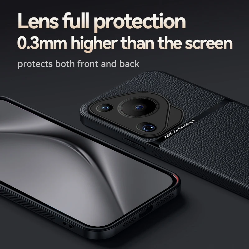 Кожаный Автомобильный Магнитный чехол с рисунком для телефона Huawei Pura 70 Pro + Pura70 Plus