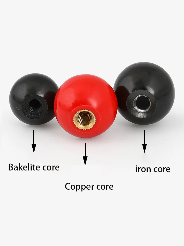 

5PcsRed Black Copper Core /Bakelite Core/Iron Core Ball Bakelite Lever Knob Machine Tool Replacement Round HandleM5M6M8M10M12M16
