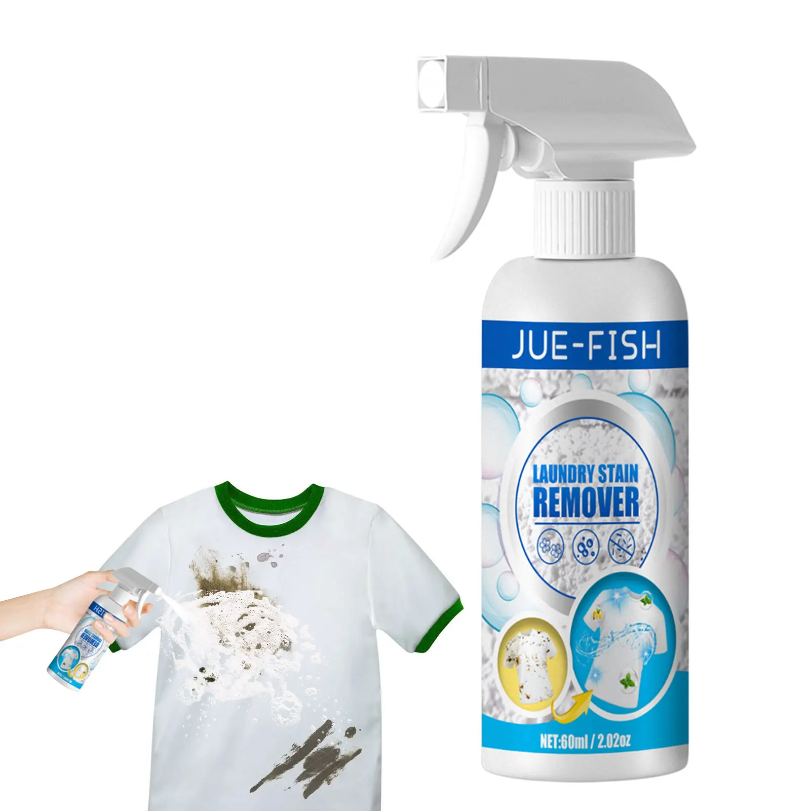 

Laundry Spray Stain Treater Cleaning Supplies Quickly Clean 60ml Detergent Liquid Laundry Spray For Clothing Carpet Mild Texture