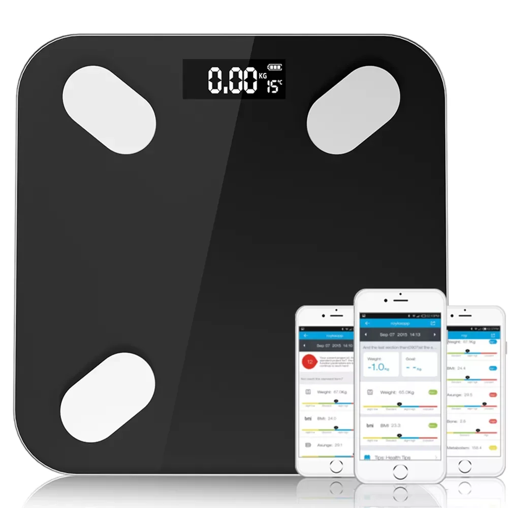 

Умные напольные весы для ванной комнаты с Bluetooth, цифровые весы для тела и жира, Автоматический монитор веса тела с приложением, весы для фитн...