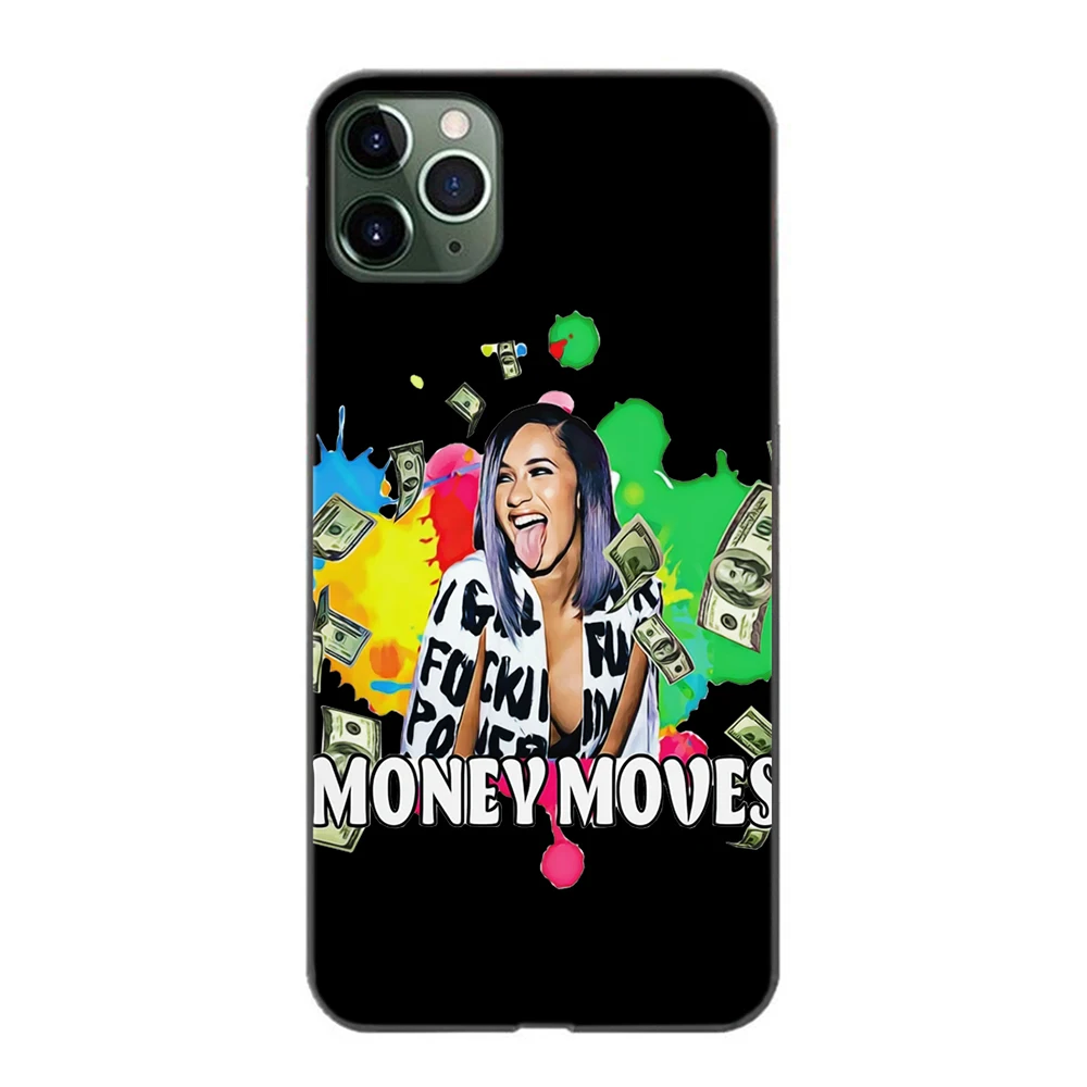 

Phone Cases Black Sotf TPU Cover For Iphone 14 Pro Max 13 12 Mini 11 Se2020 6s 6 5s 5 7 8plus X XS XR Xsmax Cardi B Money Moves