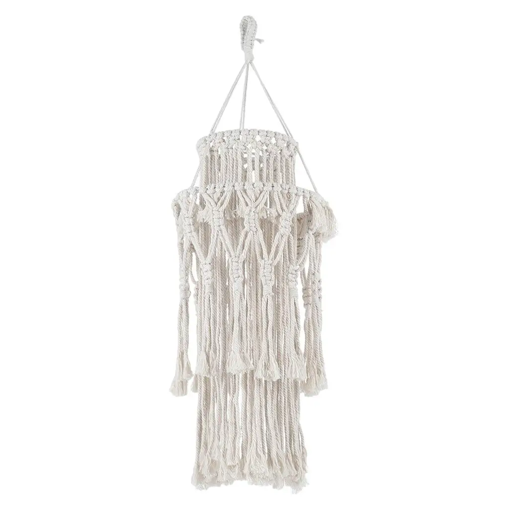 

Macrame Lamp Shade Boho Hanging Tapestry Cotton Rope Tassel Hand Woven Bohemian Tapestry Living Room Home Decor Accs