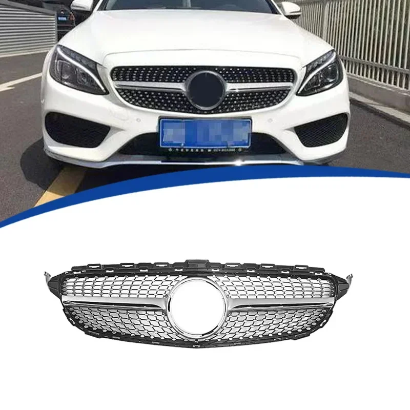 Новый! Решетка переднего бампера Racing Grill Diamond без камеры для Mercedes Benz C W205 C205 S205 2014-2018