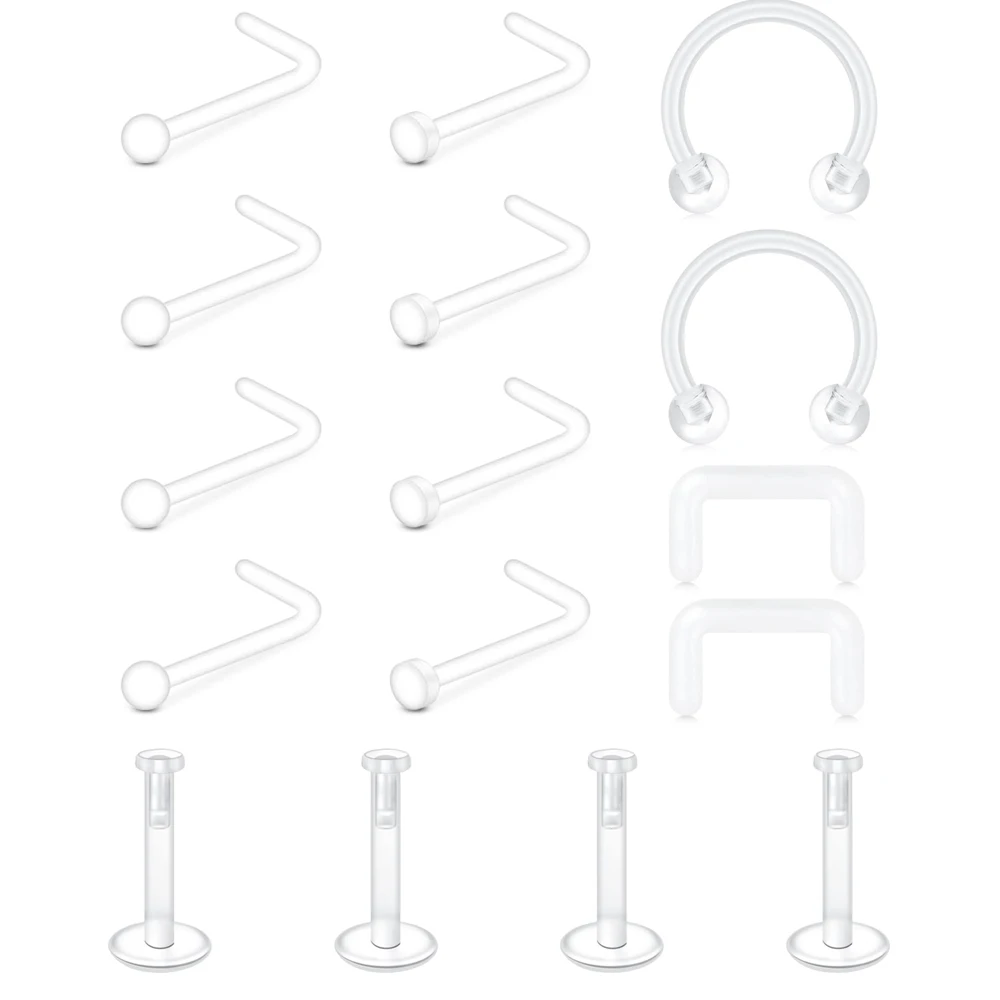 1-16 шт. прозрачные кольца для носа серьги работы в хирургии пластиковые 16 г 20