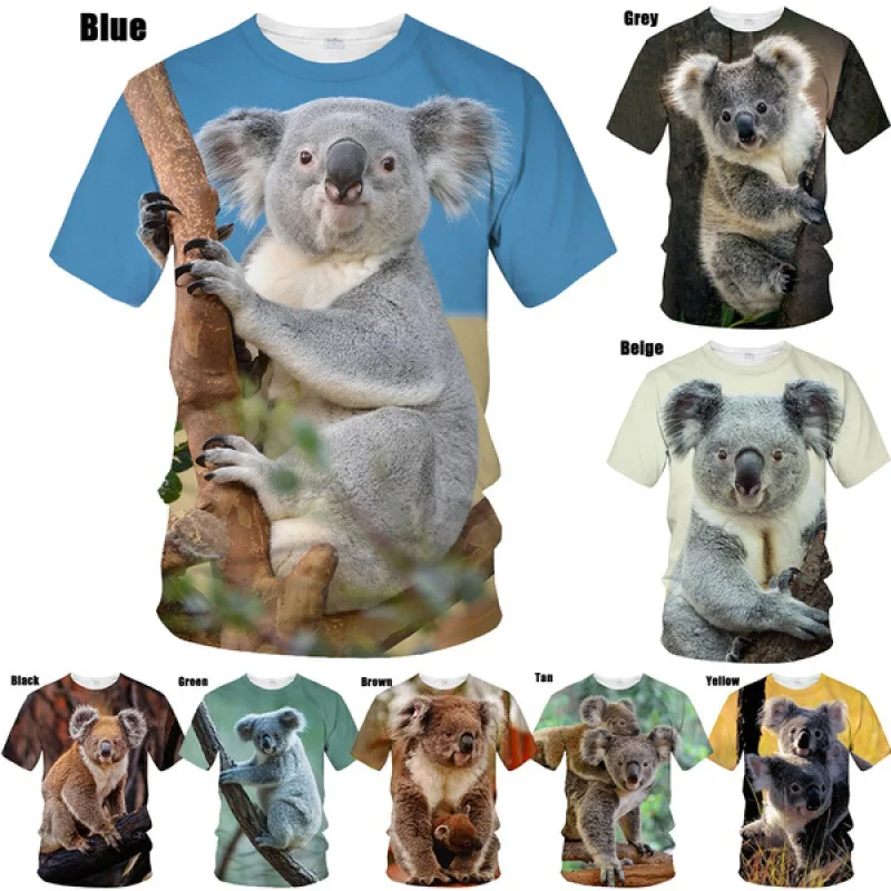 

2022 New Summer 3D Koala Men's/women's Slim T-shirt 3D Printing Short-sleeved Casual Round Neck Top Clothing Plus Size Xs~5xl