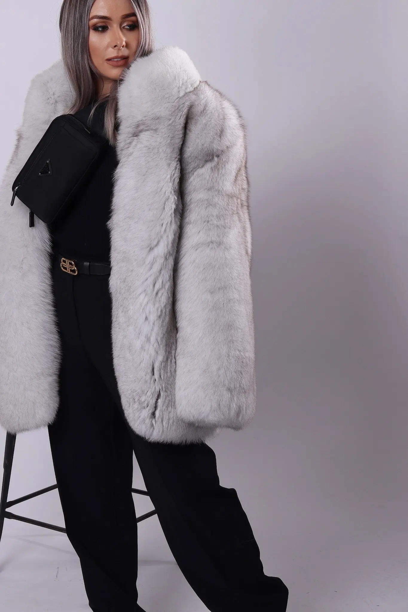 2022 WGLUF Plus Size Ladies Winter Fox Leather Jacket Long Sleeve Winter Jacket Ladies Real Fox Fur Coat Leather Jacket enlarge