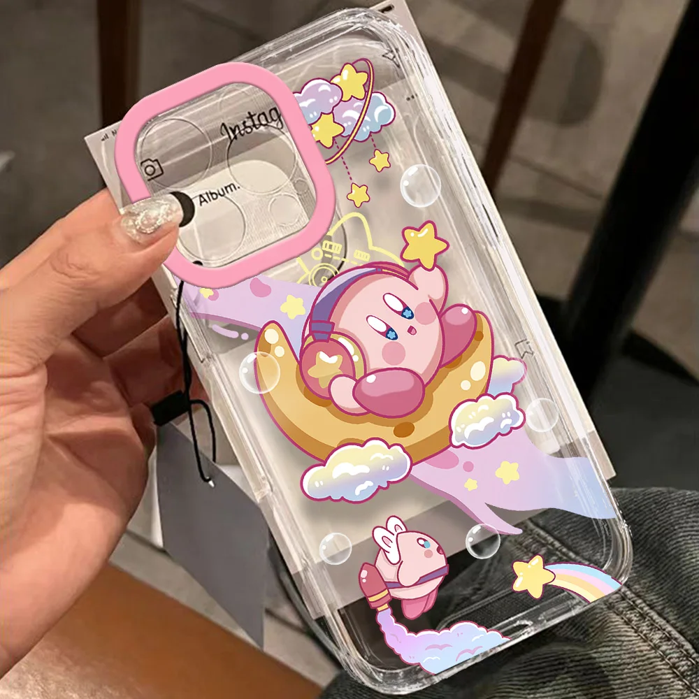 Прозрачный чехол Kirbies для IPhone 11 12 13 14 15 16 Pro Max Mini X Xs XR 7 8 Plus Se2020