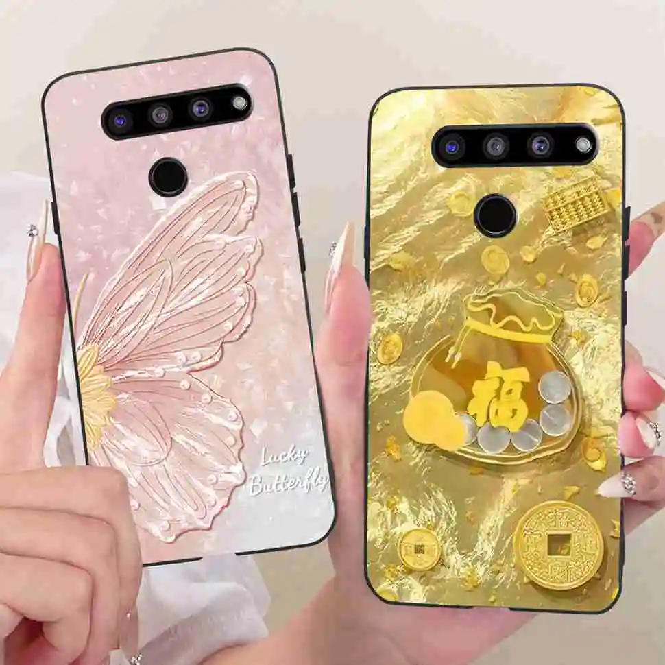 Фото Чехол для LG V50 ThinQ 5G LM-V500, силиконовый чехол из ТПУ с красивыми цветами, черный, для LG v50 ThinQ 5G LM-V500N, защитные чехлы для телефонов №2