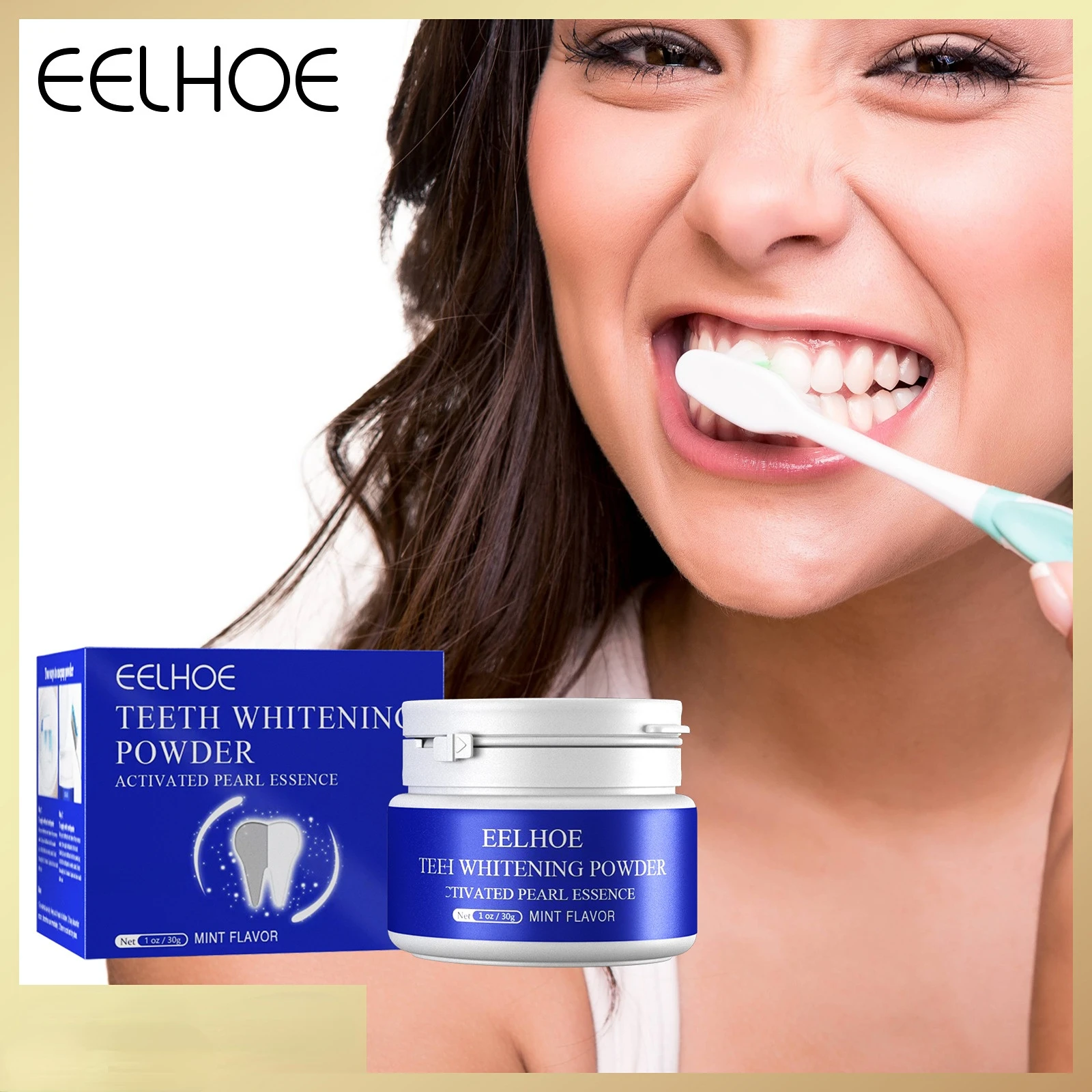 30g Active Brightening Tooth Powder Teeth Oral Cleaning Fresh Breath Remove Yellow Stains Sensitive Enamel Tooth Powder