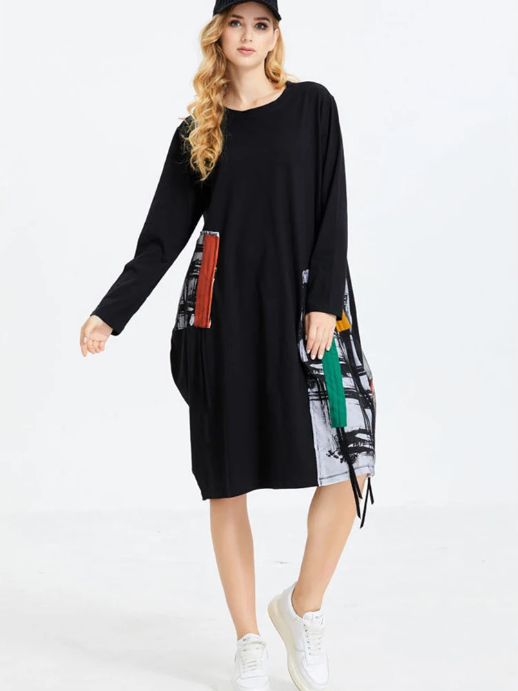 Осень 2021 модное Стильное женское черное платье Max LuLu с принтом женские свободные