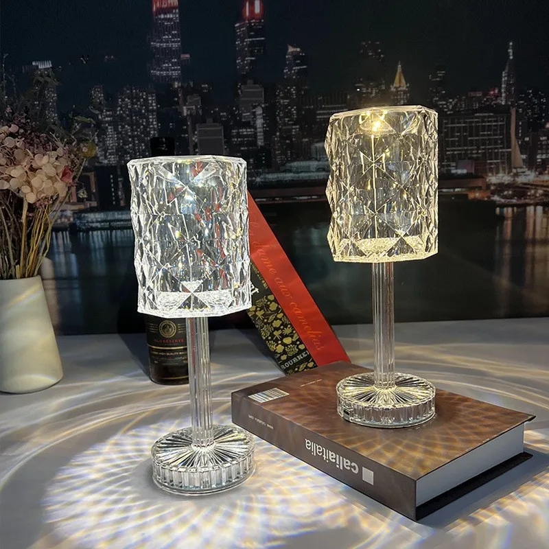 

LED Desk Lamp Crystal Lamp Projection USB Table Lamp RGB Remote Control Romantic Night Lights Restaurants Bar Bedside Decoration