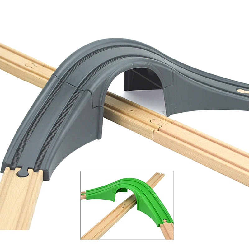 

Деревянный трек для поезда, аксессуары, пластиковый туннель для моста, трек подходит для деревянных треков Biro, обучающие игрушки для детей, ...