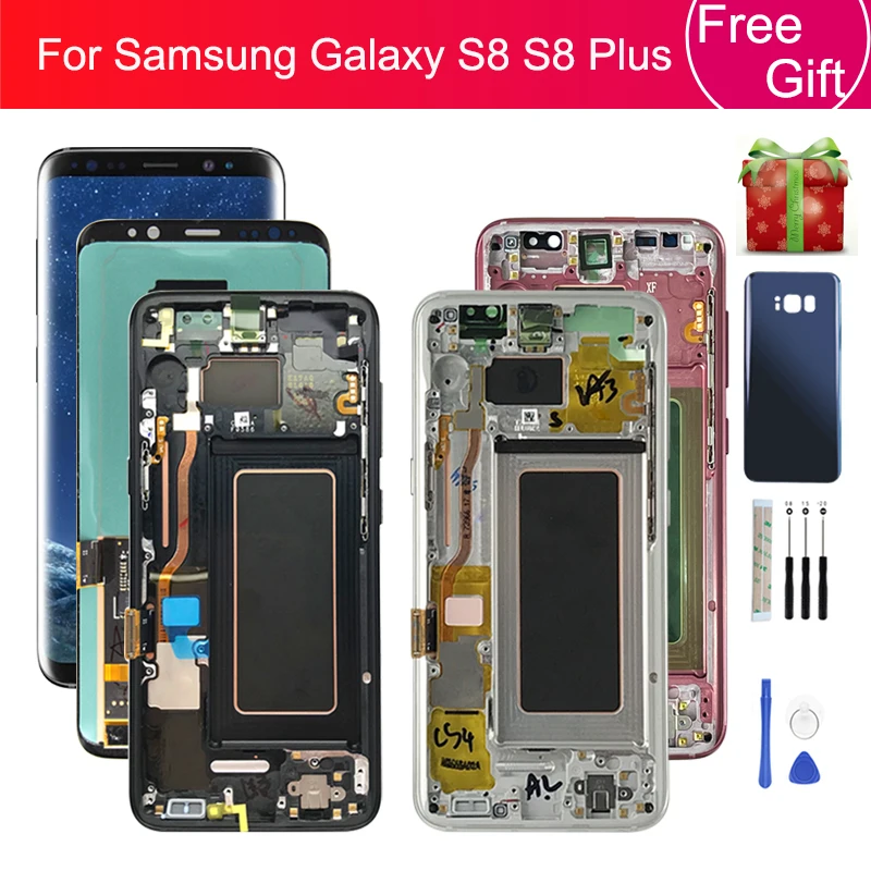 

, For Samsung Galaxy S8 LCD Touch Screen S8 Plus Screen S8+ LCD Display Digitizer Assembly With Frame G950 G955 Replacement