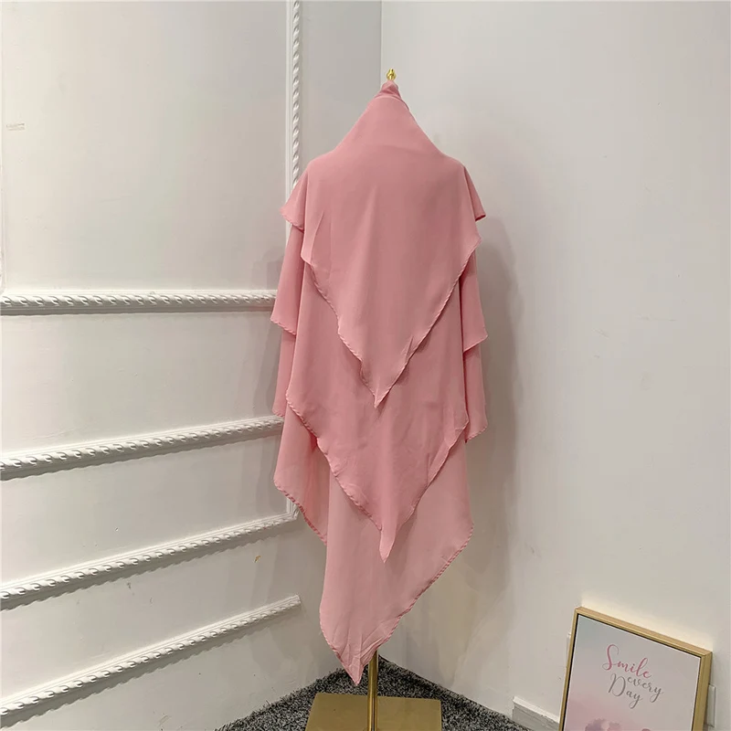 Women Long Prayer Scarf Hijab Muslim Overhead Tie Jilbab Islamic Wrap Cover Crepe Ramadan Islamic Clothes Khimars Prayer Scarf