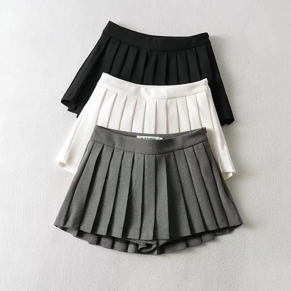 

Summer Pleated Skirt Women Sexy Mini Skirts Vintage Black High Waisted Skirt Korean Tennis Skirts White Short Skirt