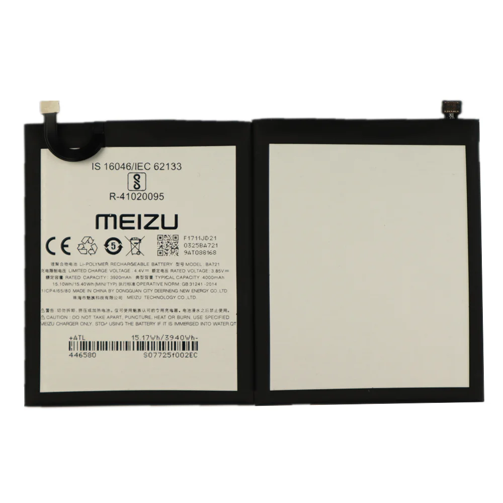 meizu 4000mah ba721 100 original replacement battery for meizu m6 note m721h m721l mobile phone batteries free global shipping