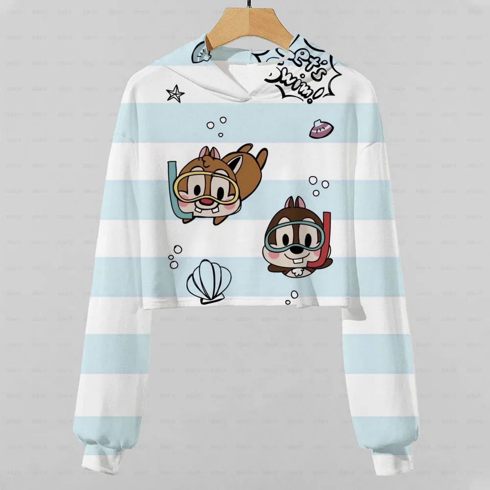 

Sweater: Disney Cartoon New Girl's Children's Wear, Its Chichiti Printed Short Hooded Sweater, Casual Cute Girl's Clothing