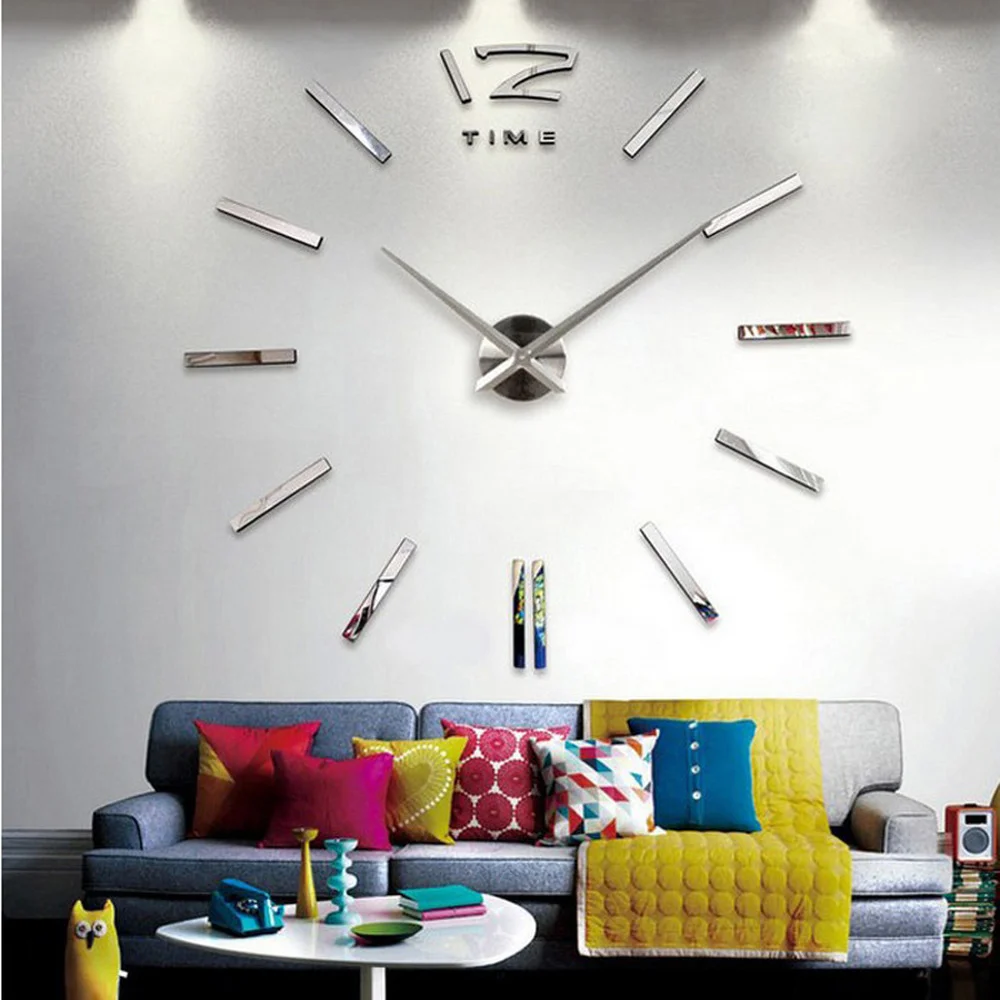 

Wall Clock Watch Clocks 3D DIY Acrylic Mirror Stickers Living Room Decor Quartz Needle Europe Silent Horloge Home Decorative