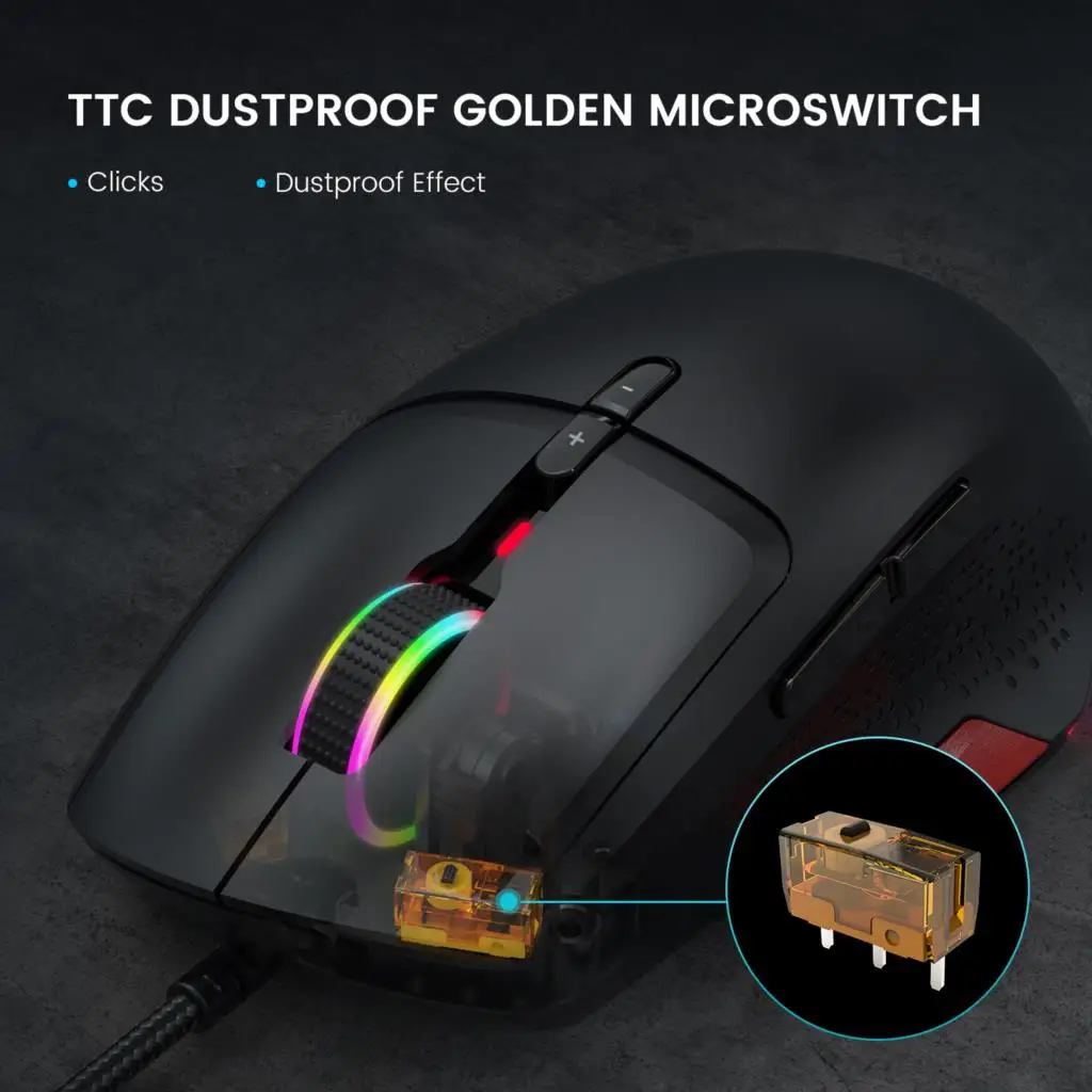 EKSA проводная USB ПК игровая мышь 12000 DPI RGB легкая Мышь Компьютерный Настольный