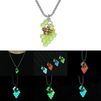 2022 new smart cute little bee luminous honeycomb pendant fashion trend simple necklace for women men accessories