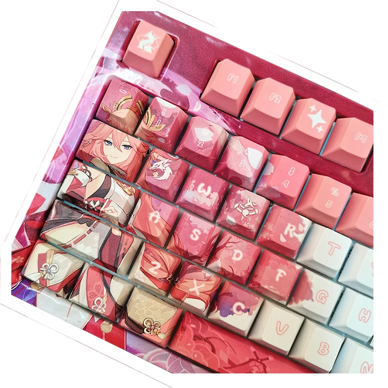 

Genshin Impact Keycaps Yae Miko Guuji Theme Cherry Pbt Material Sublimation Keyboard Game Player Cool Fan Otaku Key Cap Gift Set