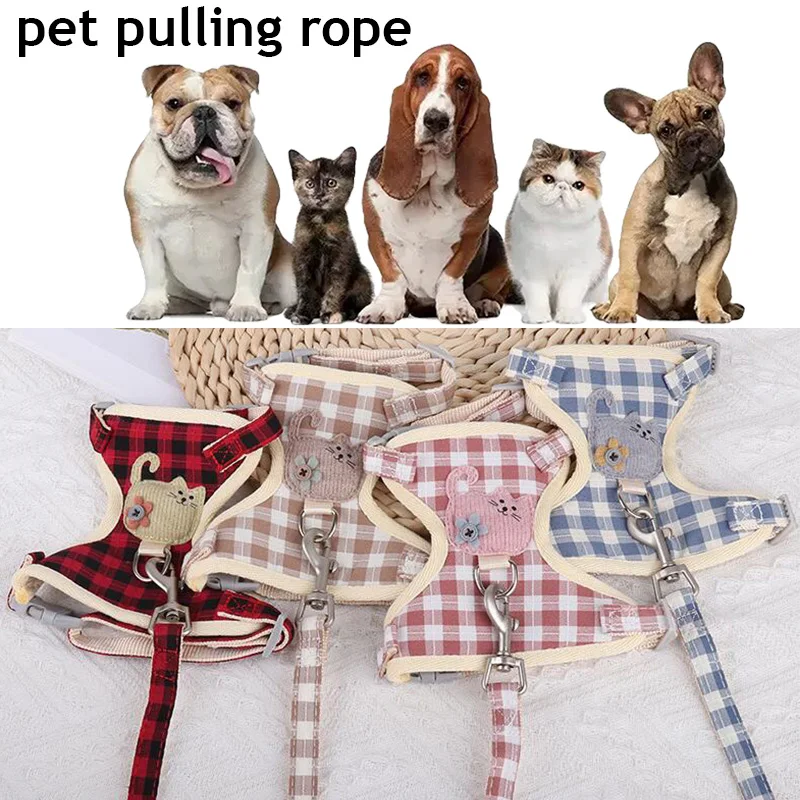 

Summer Breathable Dog Cat Harness Dog Collar Mesh Chest Strap Dog Walking Leash For Small Medium Puppy Chihuahua Pet Supplies