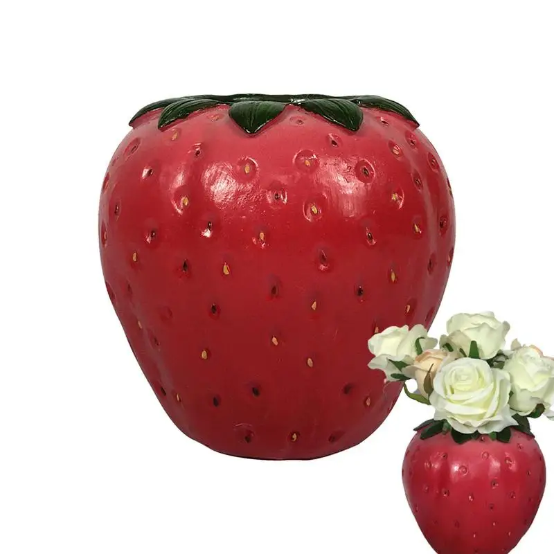 

Hot Strawberry Shape Flower Vase Nordic Style Flower Pot Art Vases Sculpture Desktop Plant Pot For Home Decor Ornament Gifts