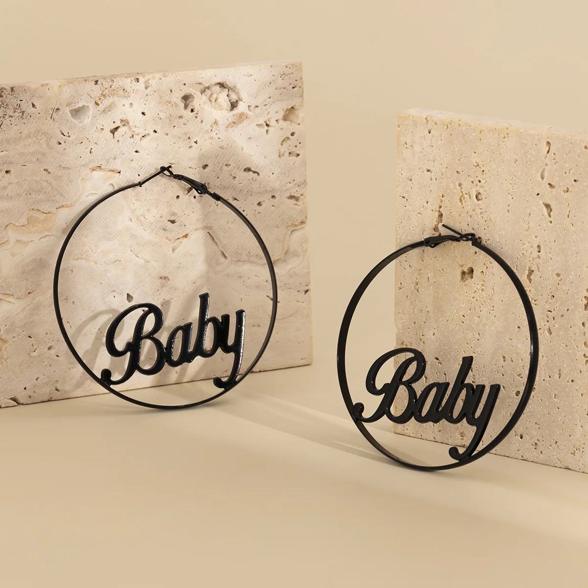 

Punk BABY Letters Fashion Women Large Circle Round Hoop Earrings Hyperbole Baby Letter Earrings Punk Loop Cool Hip Hop Jewelry