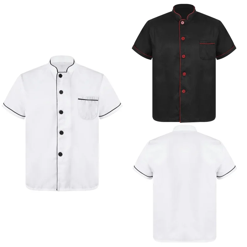 Мужская рубашка шеф-повара униформа пальто куртка с коротким рукавом ресторан
