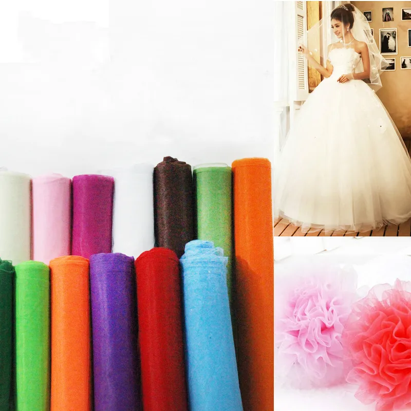 25 Colors Fresh Tulle Net Fabric Middle Hard Dress Decoration Skirt Hemline Cloth Veil Headdress Designer DIY Fabric Materials