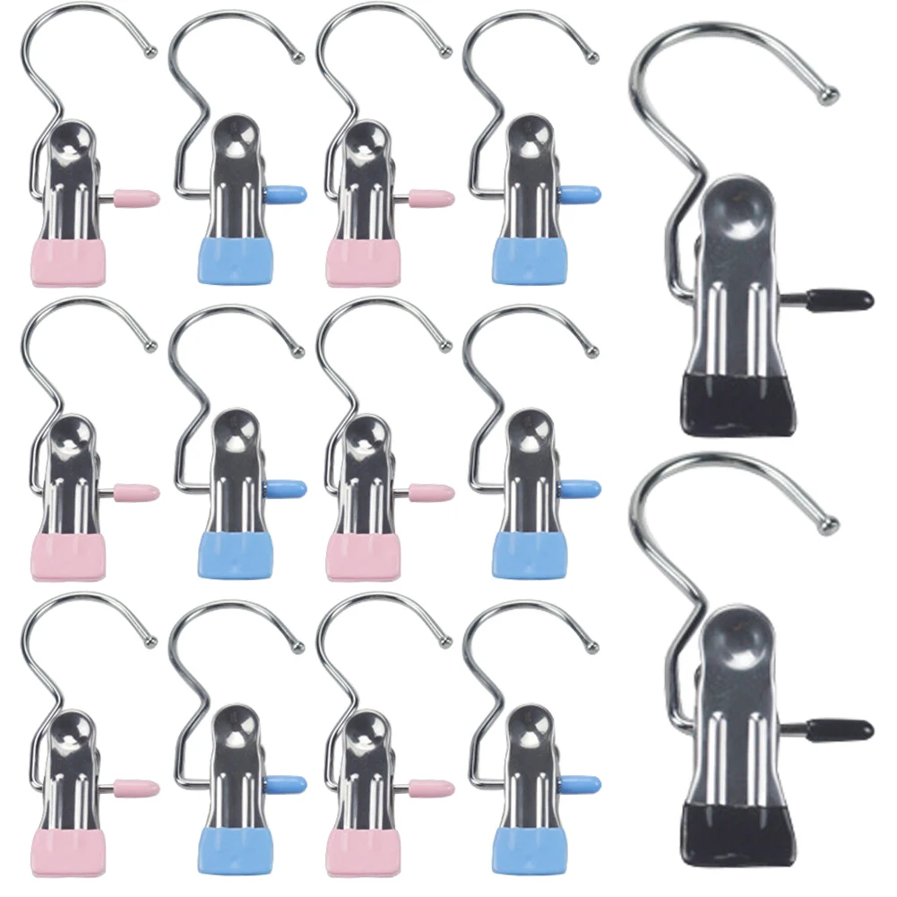 

24pcs Holder Clothes Clamp Laundry Hooks Home Travel Space Saving Boot Hanger Socks Bags For Jeans Hats Single Clip Non Slip