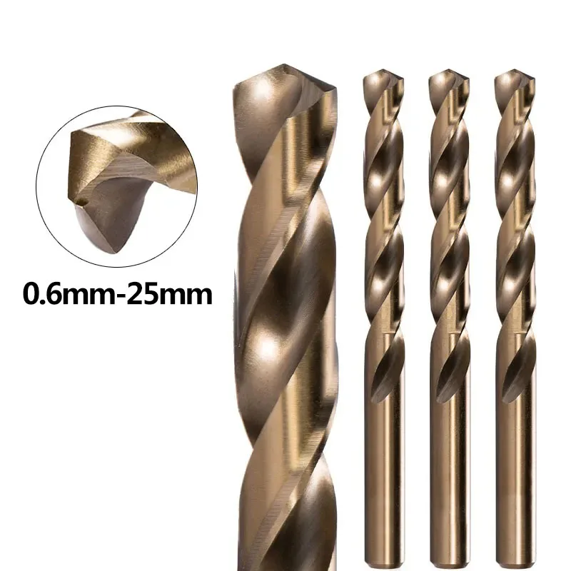 Спиральное сверло M35 0,6 мм-25 мм, кобальтовое сверло, высокоскоростное металлическое сверло для нержавеющей стали, алюминия, меди, дерева, инструмент для открывания отверстий