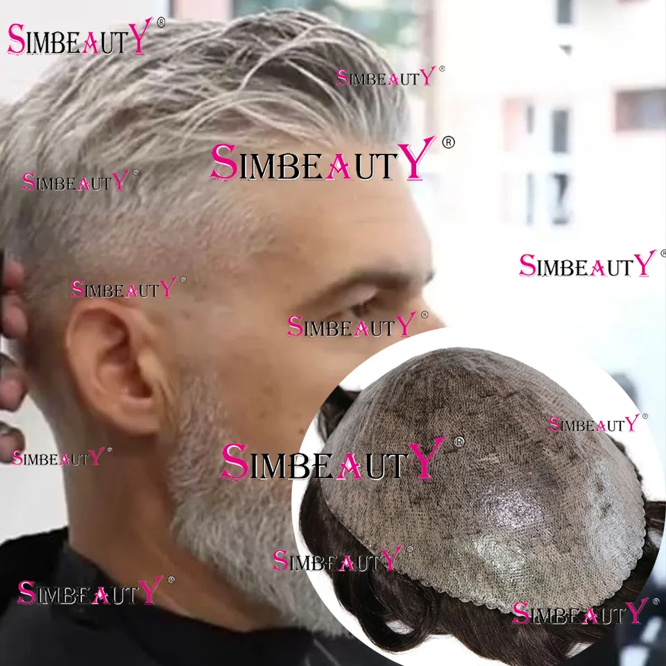 Natural Hairline super Durable Thin Skin Full Pu Men's Toupee Blonde Brown Grey 1B80 1B65 100% Human Hair Wigs Prosthesis System