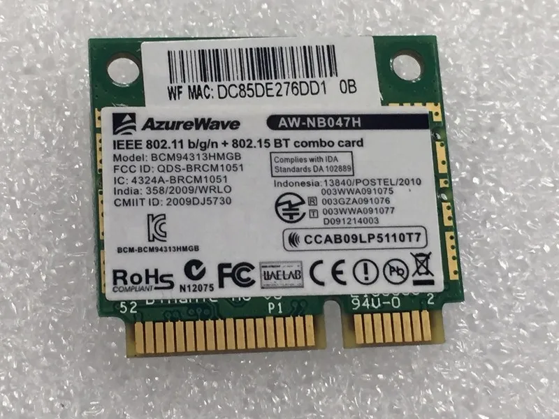 

NEW Wireless Card For Broadcom Bcm94313HMGB AW-NB047H BCM4313 Half Mini Pci-e Wifi Bluetooth-compatible4.0 Network wlan Card