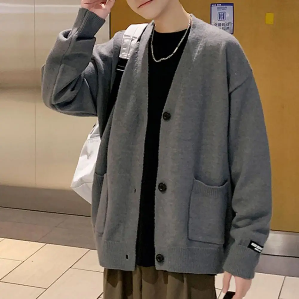 

Thick Chic Anti-shrink Casual Autumn Sweater Coat Elastic Men Sweater Loose for Go Out