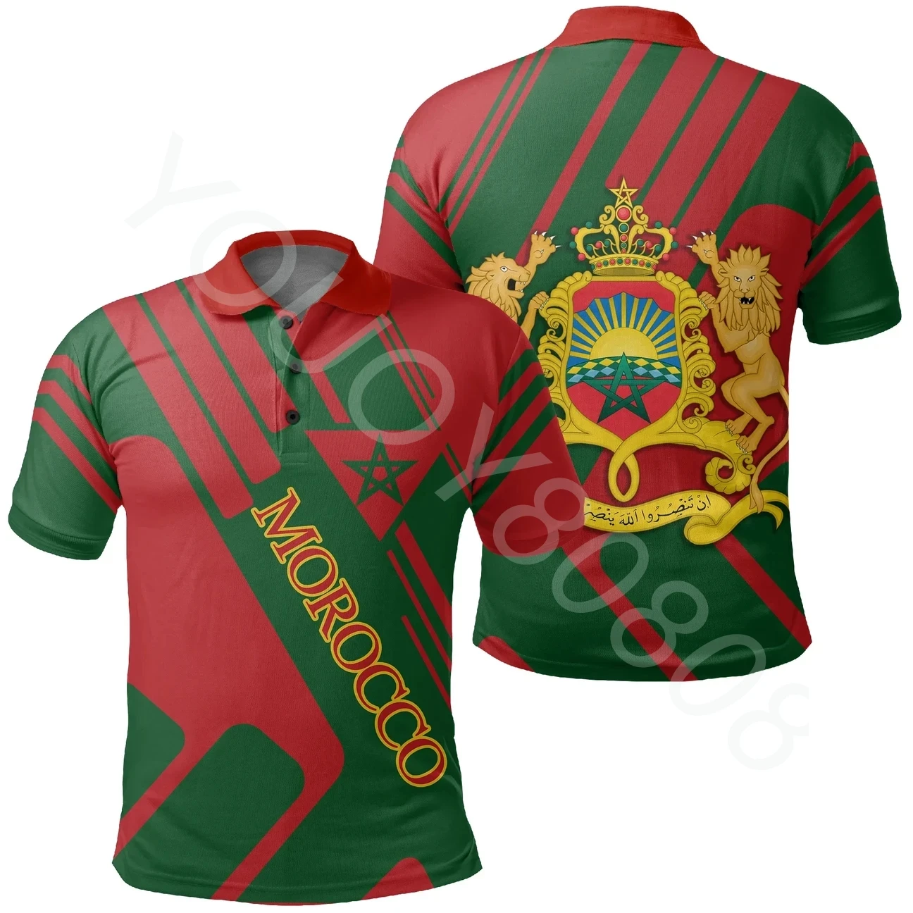 

Men's and Women's Printed Casual Loose Street Style African Zone Polo Shirt - Moroccan Polo Shirt Rockie Style T-Shirt Top