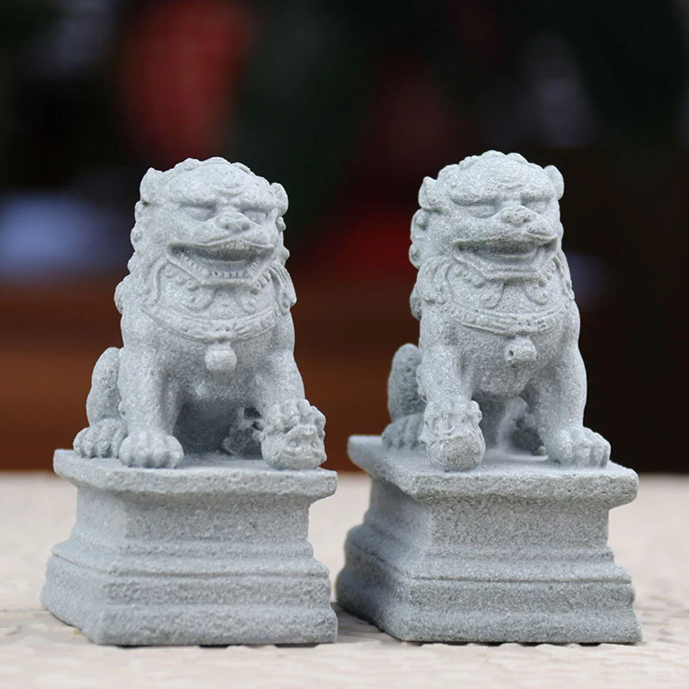 

Lion Statue Feng Statues Shui Foo Guardian Dogs Mini Stone Lion Decor Chinese Style Lion Statue Desktop Feng Shui Adornment