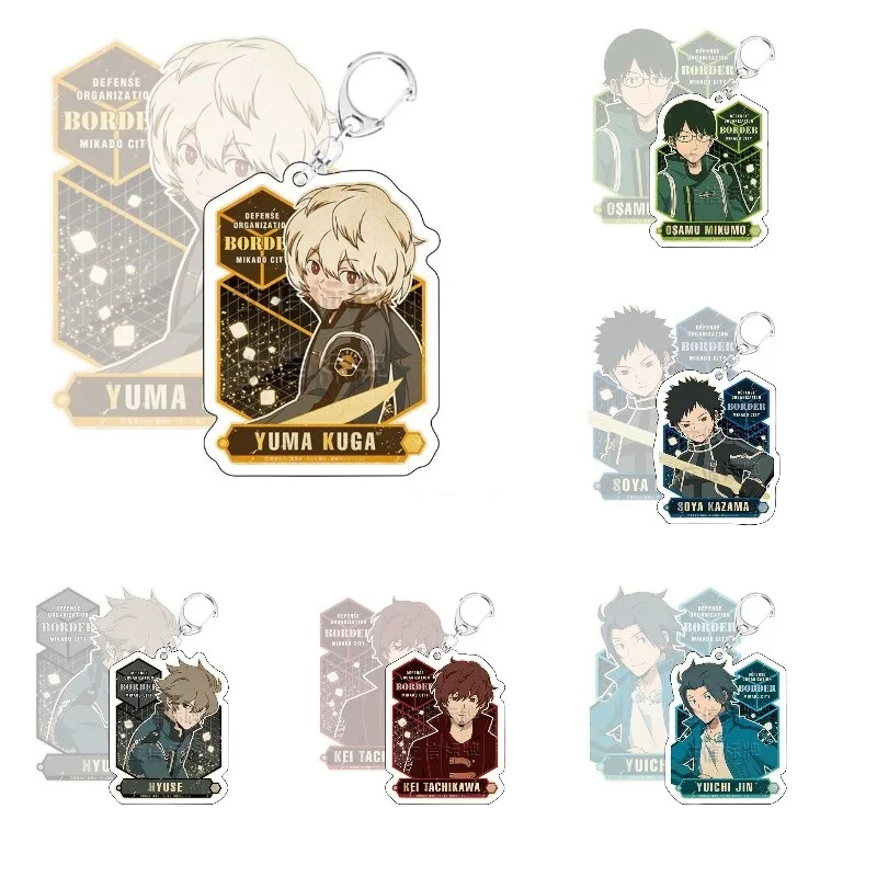 

Anime World Trigger Key Chain Osamu Mikumo Yuma Kuga Chika Amatori Yuichi Jin Keychains Acrylic Figure Model Backpack Pendant