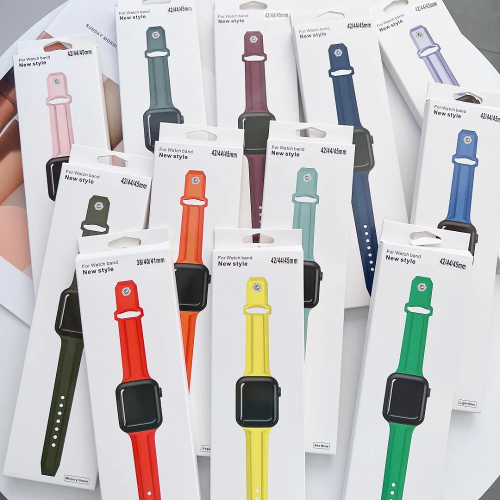 With Box Correa Soft Silicone Strap For Apple Watch Ultra 49MM Band iWatch Series 7 8 SE 6 5 45MM 41MM Rubber 44MM 40MM Bracelet