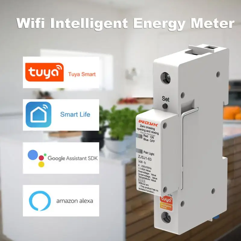 

1p Energy Acquisition Switching Tuya Wifi Smart Energy Meter 63a Multi-functional Single Phase Meter New Smart Home Real Time