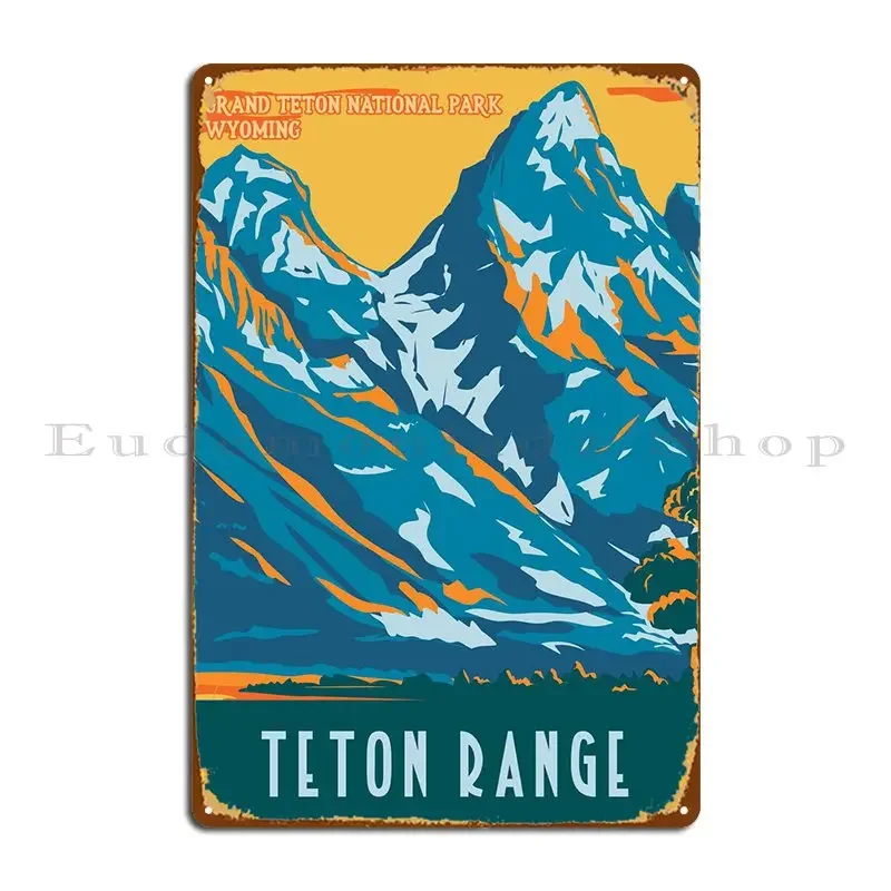 Teton Range Wpa металлические вывески на заказ ржавый клуб Настенный декор настенная