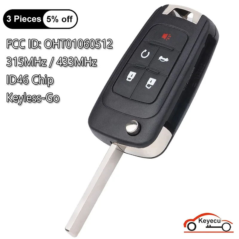 

KEYECU 5 Buttons 315MHz 433MHz ID46 Chip for Chevrolet Cruze Aveo Camaro Equinox Malibu Orlando Trax Keyless Go Flip Remote Key