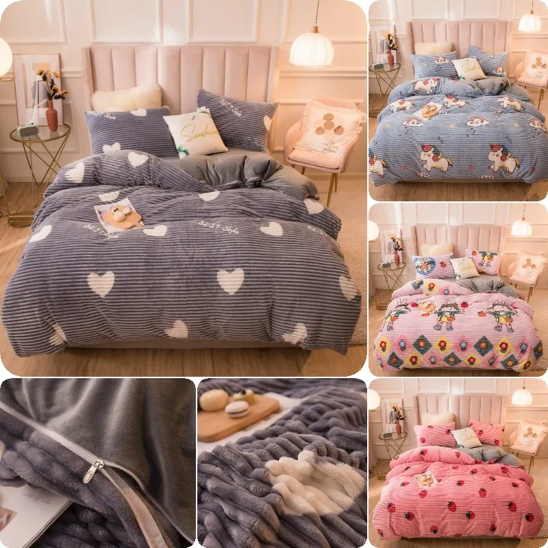

Home Textiles Winter Magic Velvet Flannel Quilt cover Soft Warm Coral Fleece Duvet Covers Throw Mechanical Wash bedding