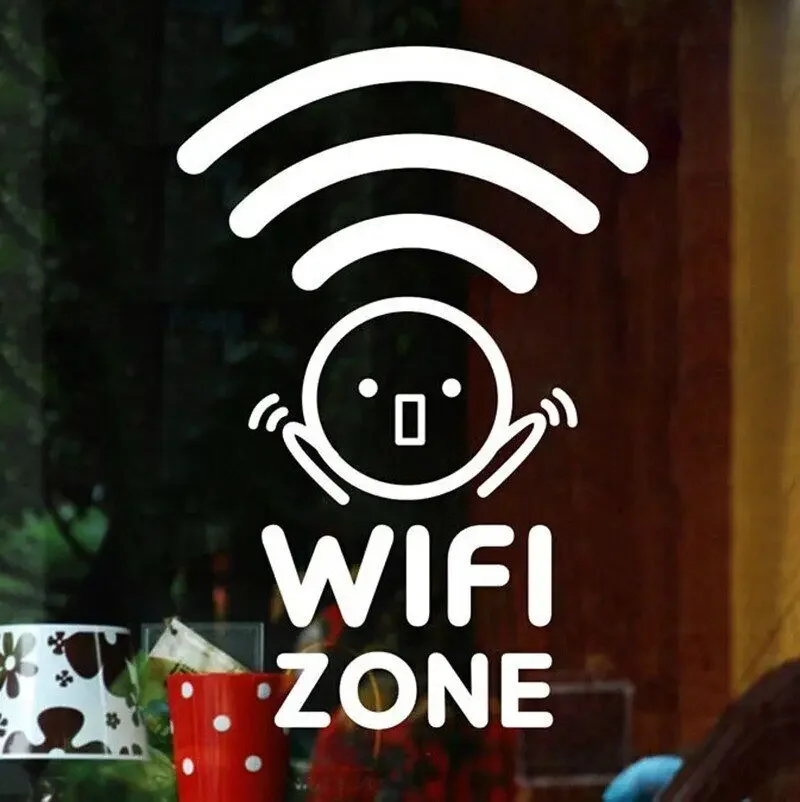 Зона Wi-Fi беспроводной Интернет-кафе ресторан стикер на стену виниловый