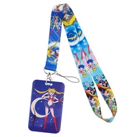 ad1752 kawaii anime girl ribbon neck strap lanyard for key lanyard card id holder jewelry decorations key chain accessories gift